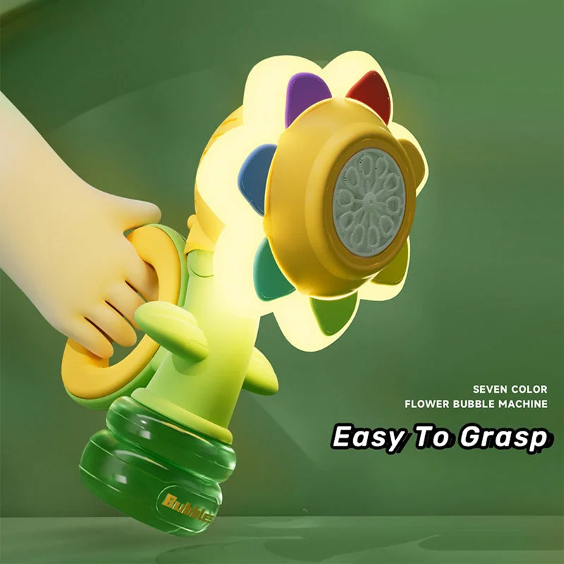 Sunflower Bubble Machine with Lights and Auto Shake for Kids