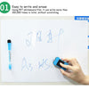 A hand writes on a white board using a blue marker, demonstrating the easy writing and erasing capability of a PET whiteboard