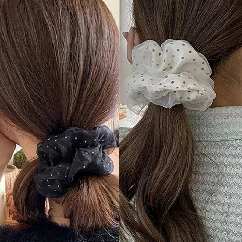 Polka Dot Mesh Scrunchie Hair Ties