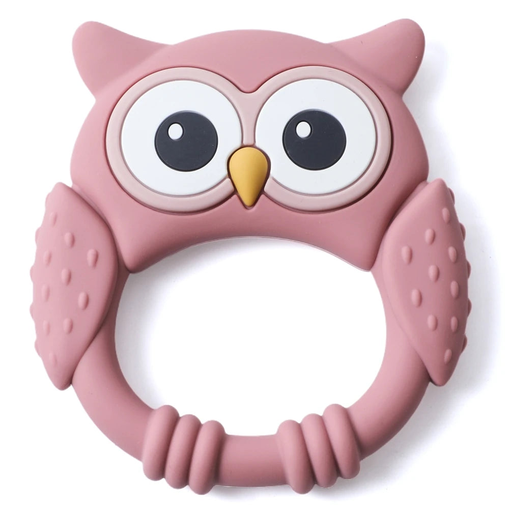 Owl Silicone Baby Teether with Rattle