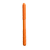 Orange silicone chewing tube with ridges and bumps for oral motor training