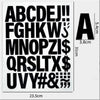 A sheet of DIY iron-on heat transfer patches showing the uppercase English alphabet and some symbols.