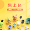Yellow air dry clay modeling clay with various colors and tools for crafting