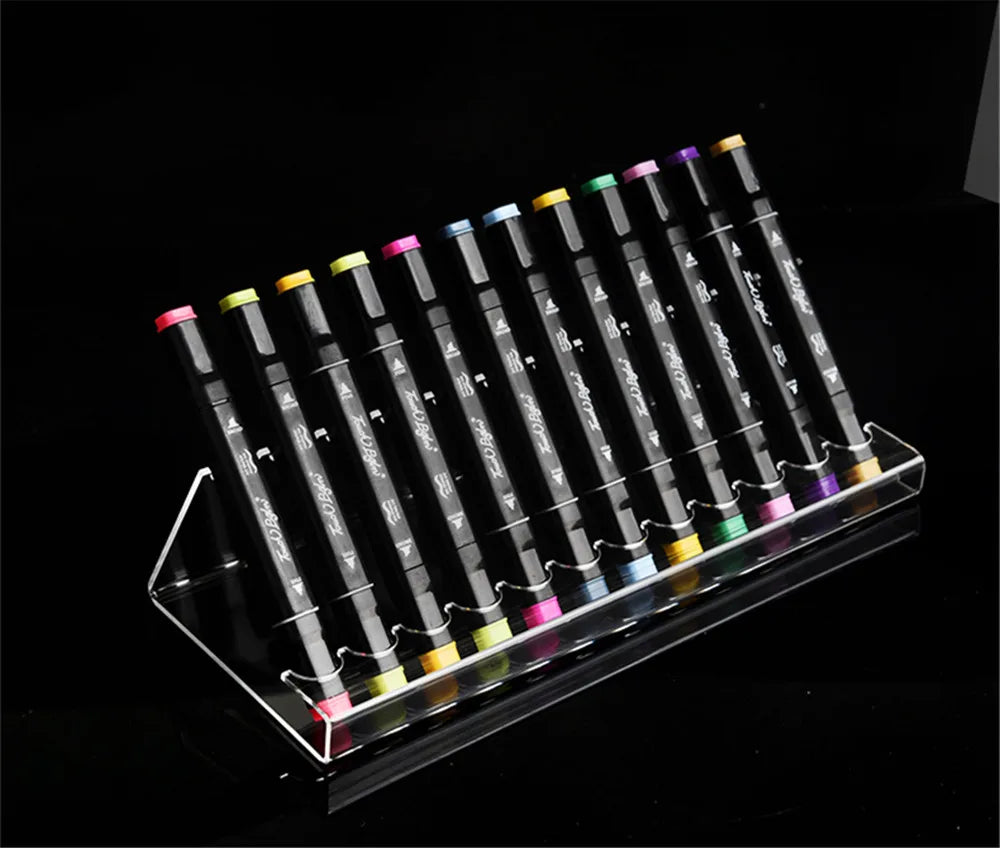 Clear Acrylic Pen Display Holder with Brush Storage