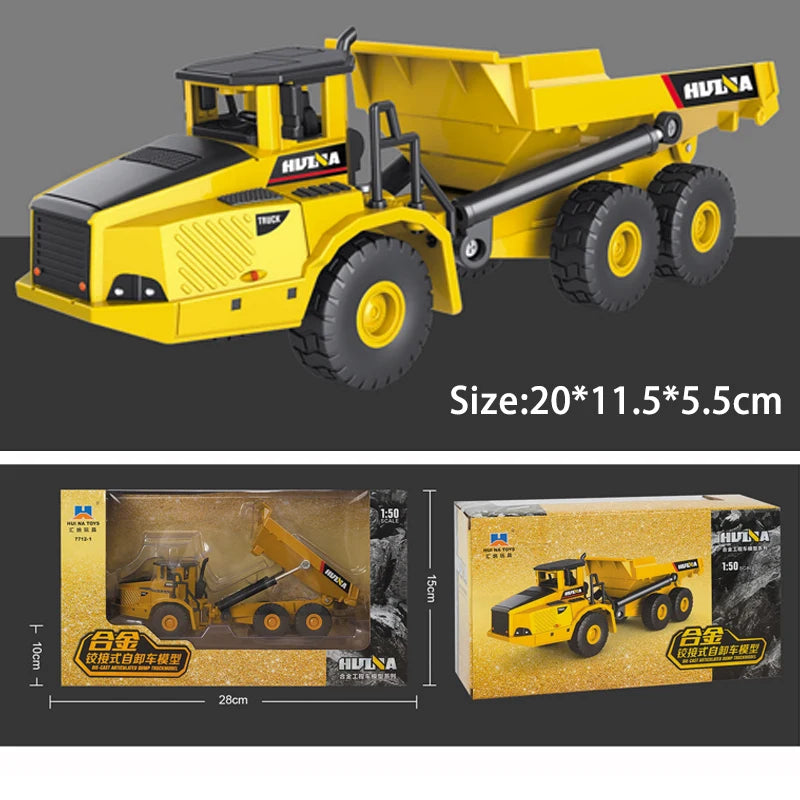 Yellow HULNA die-cast toy excavator construction vehicle model