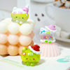 A set of cute mini bean blind box figurines featuring an ice cream cat tower and a strawberry mousse tower.