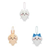 A white Chiikawa Usagi plush keychain charm with pink accents.