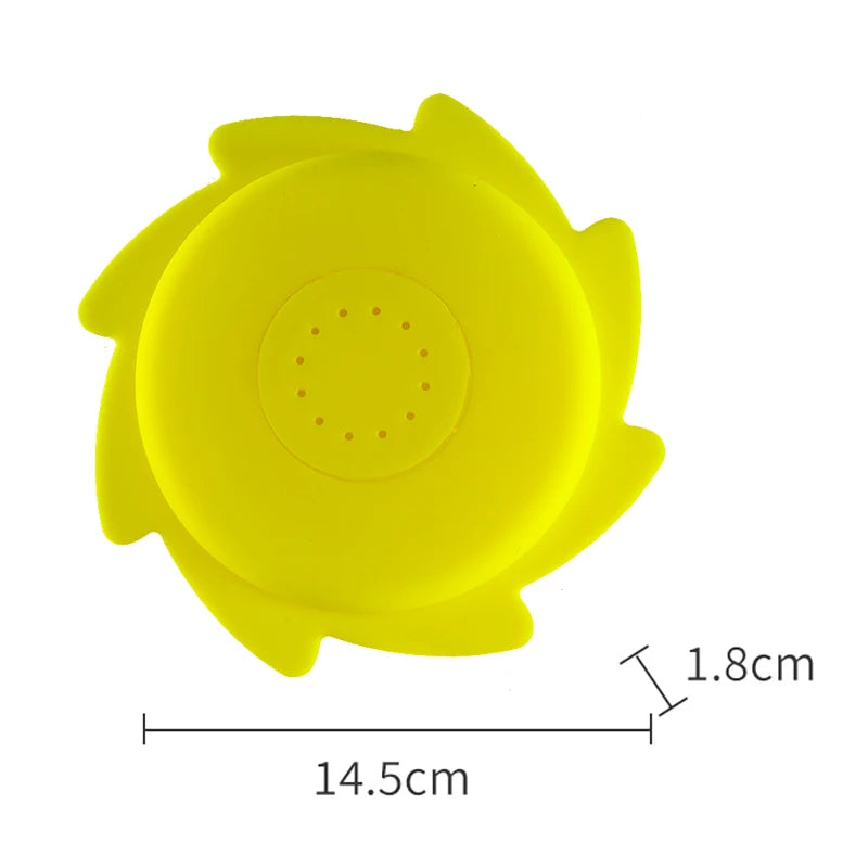 Yellow silicone splash flying ring water play toy for pool beach and bath