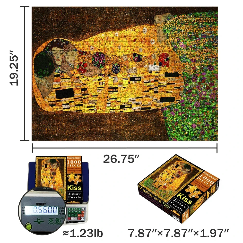 A 1000-piece jigsaw puzzle of Van Gogh's Starry Night featuring vibrant yellows, blues, and greens.