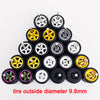 1/64 Scale Alloy Car Wheels with Rubber Tires - 10 Sets