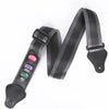 Black adjustable guitar strap with three colored pick holders and PU leather ends