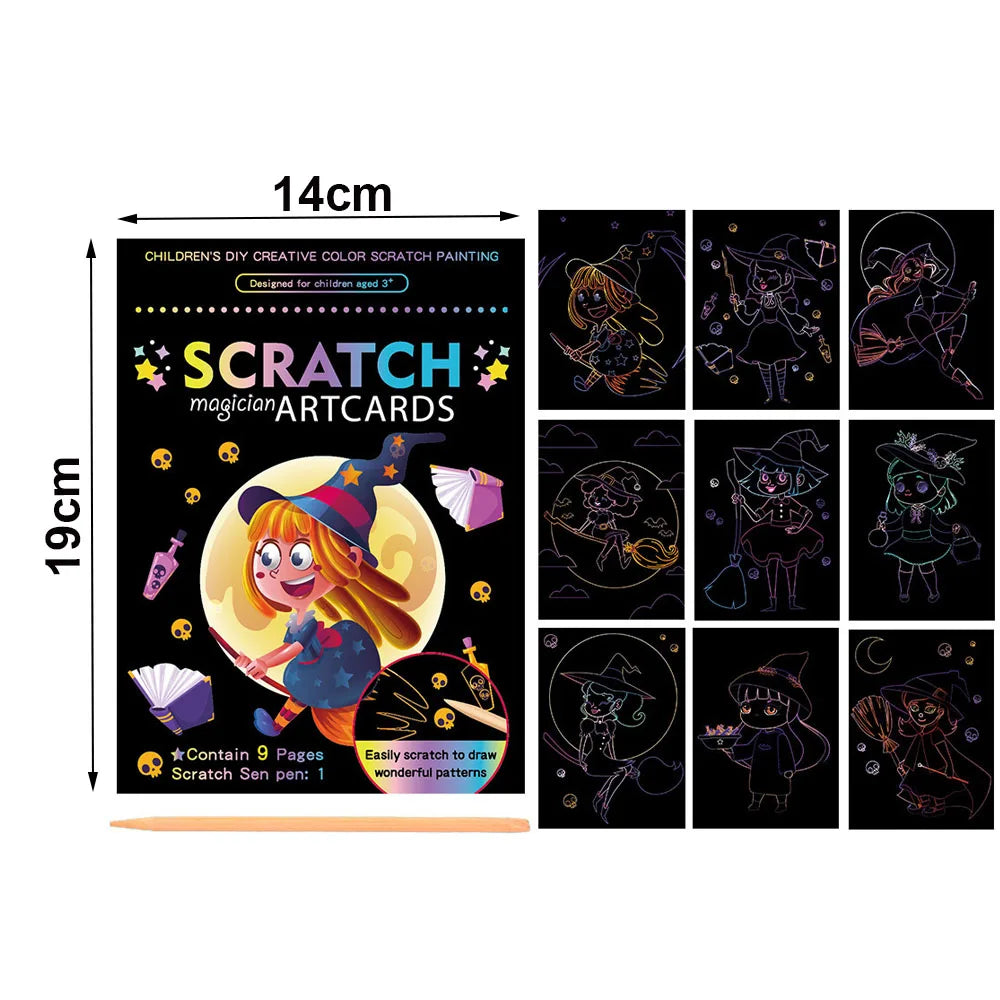 Rainbow Scratch Art Paper Set for Kids – DIY Graffiti & Drawing Activity Book