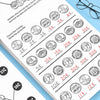 A page from a money counting activity workbook showing various US coins and amounts for children.