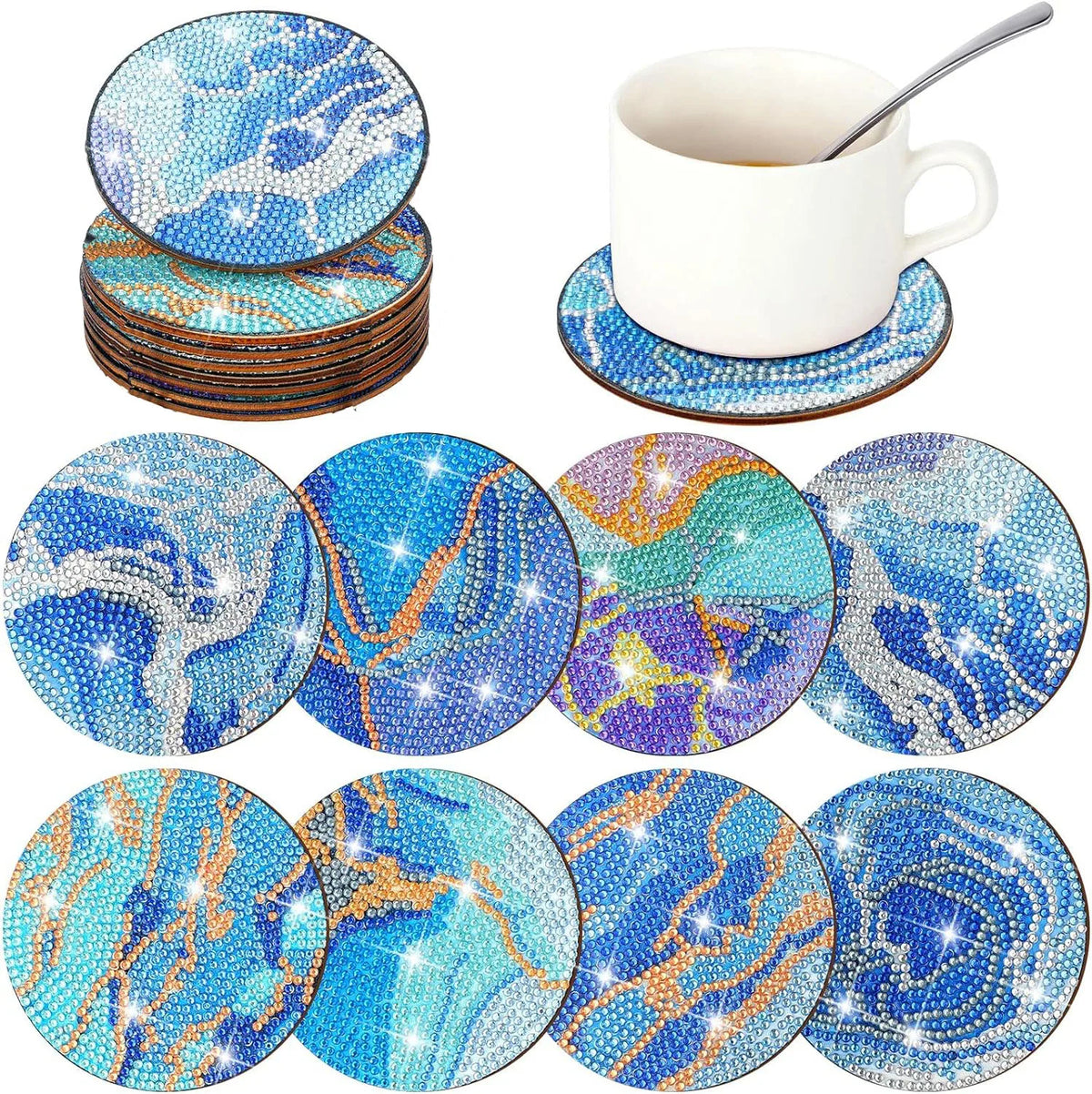 DIY Diamond Art Coaster Set for Christmas & More