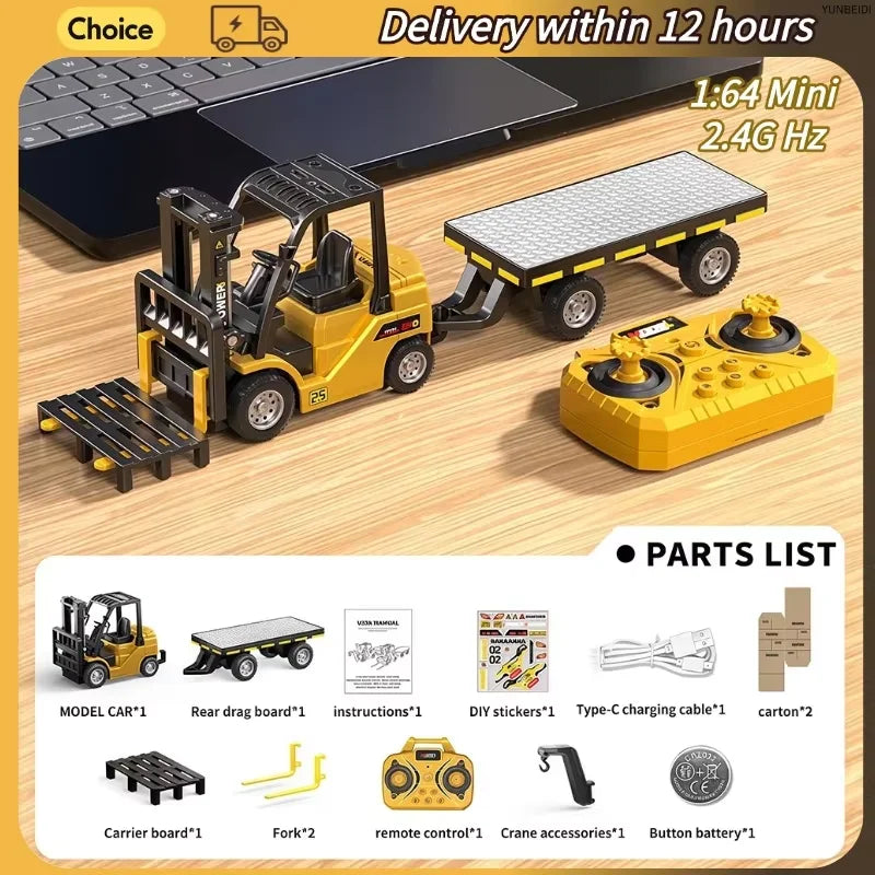 1:64 Scale Remote Control Engineering Vehicle with Lights and Sounds
