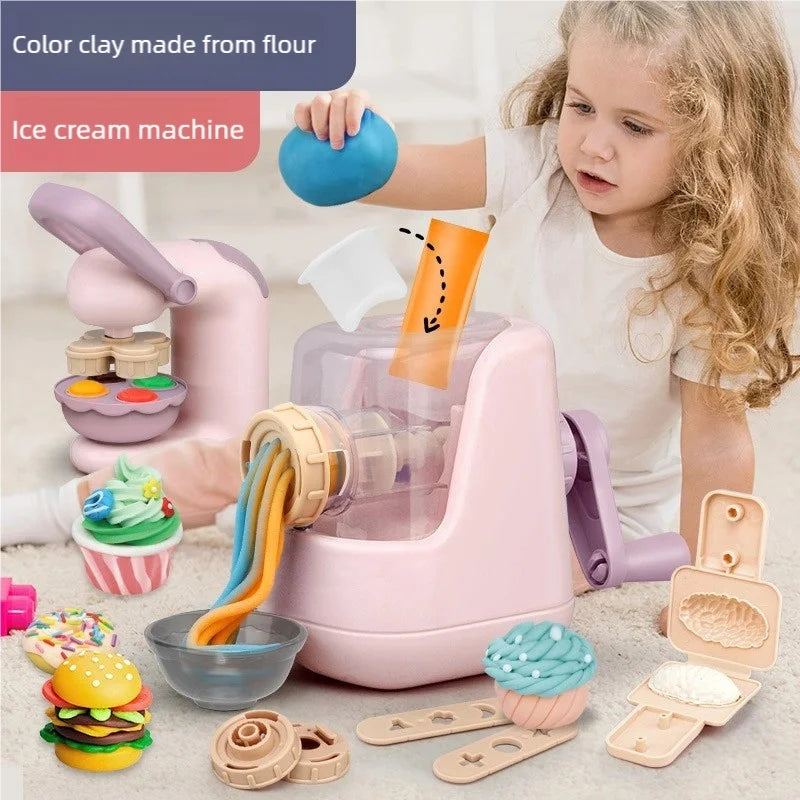 Creative Ice Cream Shop Clay Set with Noodle Maker for Kids