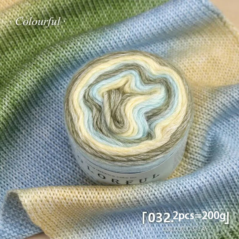 Gradient Cake Yarn – 200g Soft Wool Blend for Knitting & Crochet