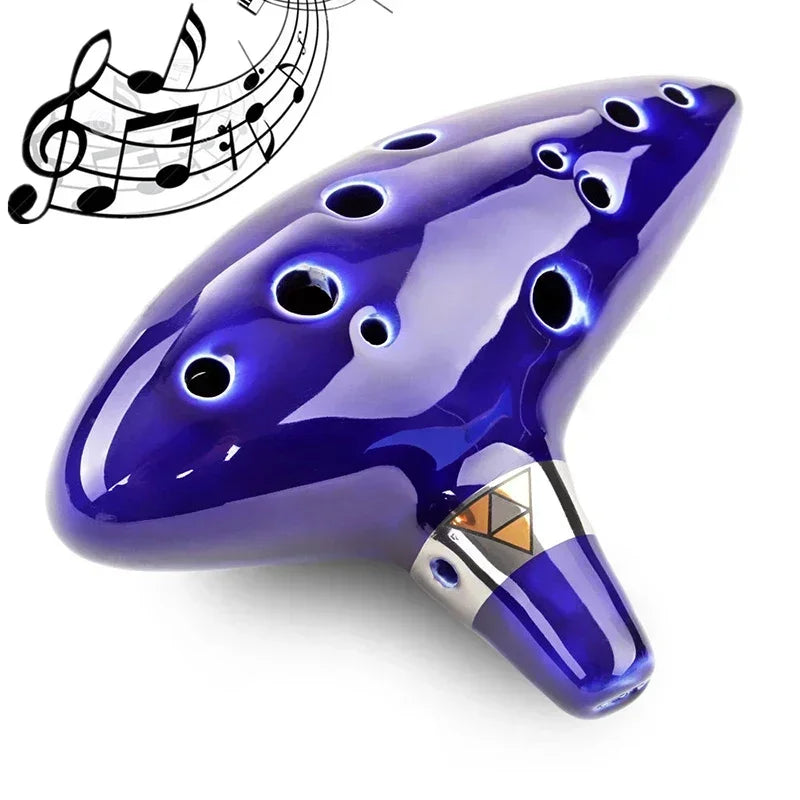 12-Hole Ceramic Ocarina in Alto C with Song Book and Neck Strap