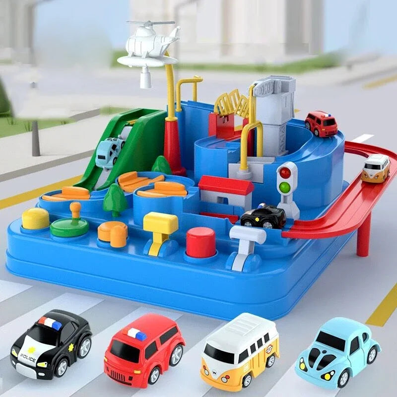 Racing Rail Car Adventure Set — Mechanical Track Toy for Kids