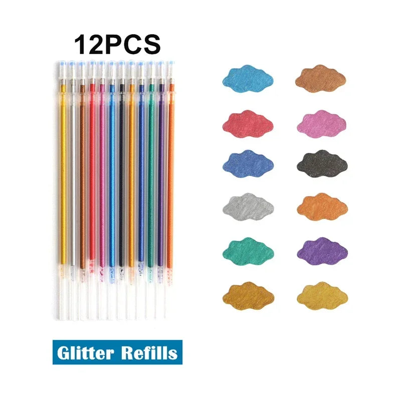 Metallic Glitter Gel Pens with Storage Case