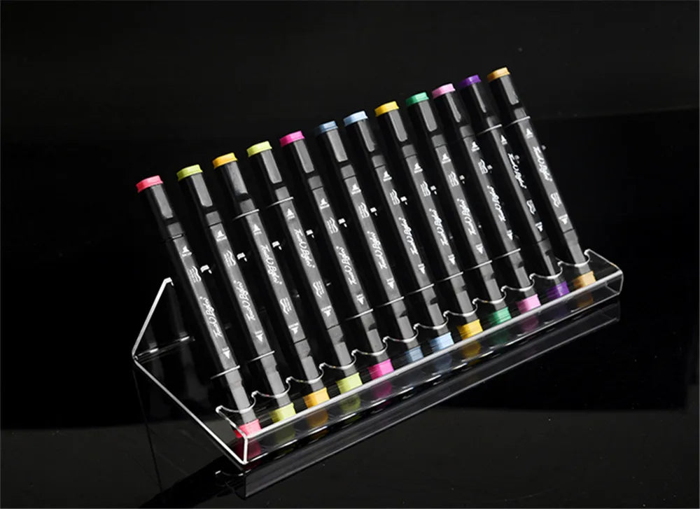 Clear Acrylic Pen Display Holder with Brush Storage