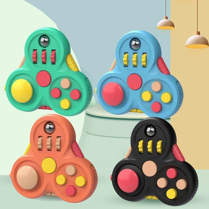 Rotating Fidget Toy with Gears, Buttons & Joystick