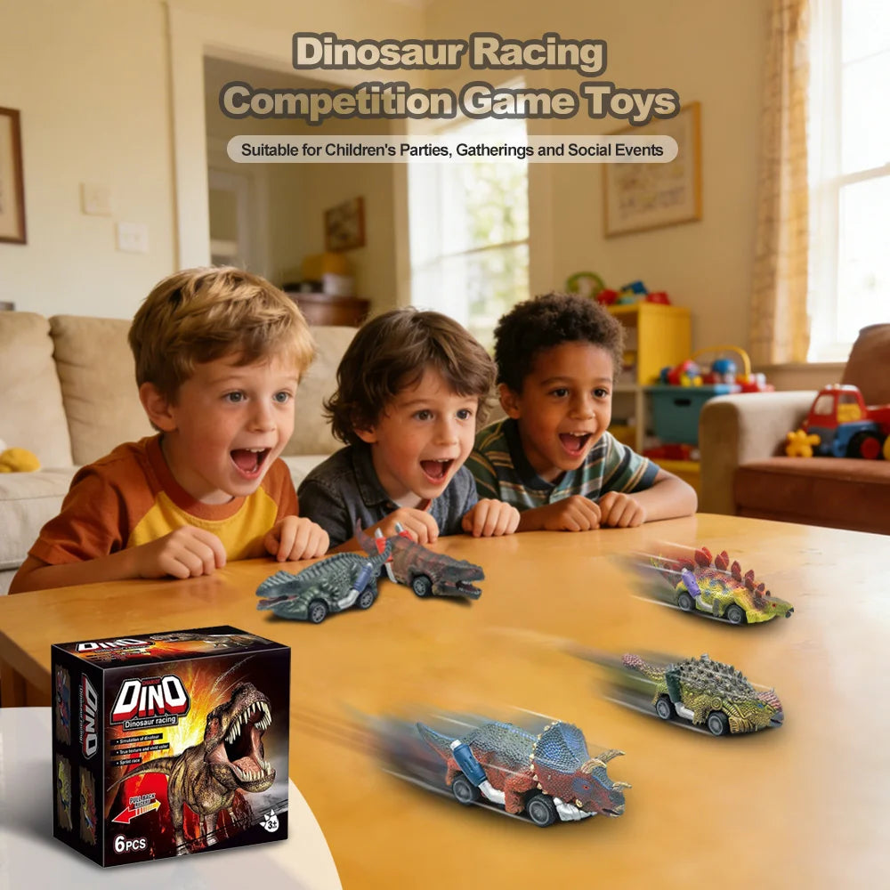 Dinosaur Pull-Back Toy Car Set for Kids
