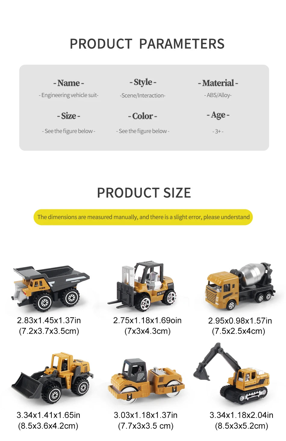 Die-Cast Metal Construction Truck Set - 6 Classic Vehicles