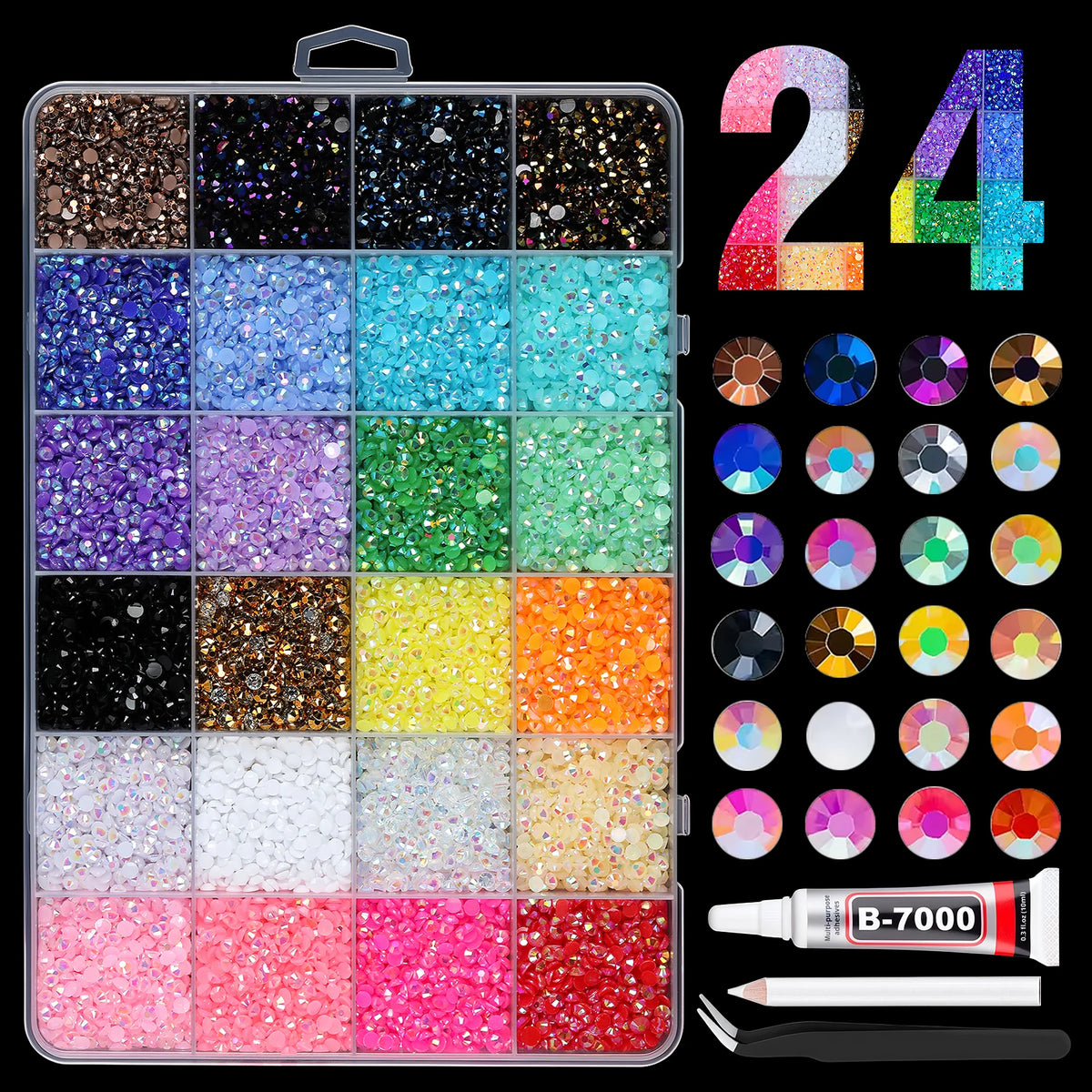Mixed Color Resin Rhinestone Set for Crafts and DIY Decor