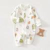 White cotton long sleeve baby romper with floral and fruit patterns for spring and autumn