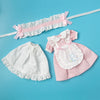 Pink and white vintage lace maid dress set for 1/6 scale dolls featuring a bodice and skirt.
