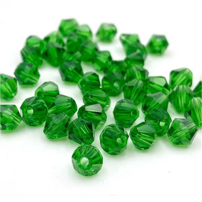 Green faceted bicone crystal glass beads for jewelry making
