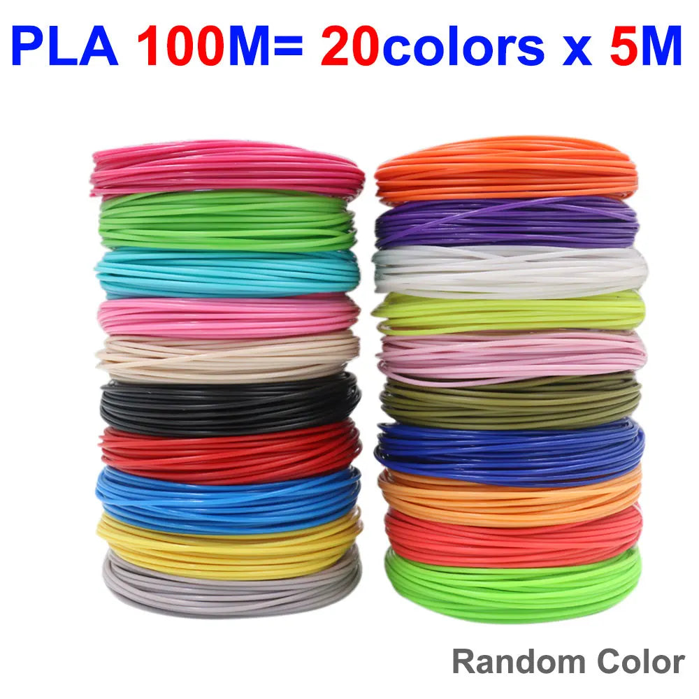 A collection of 20 colors of PLA filament spools, packaged for 3D pens.