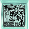 Bag of Ernie Ball Slinky nickel wound electric guitar strings in a light mint green package.