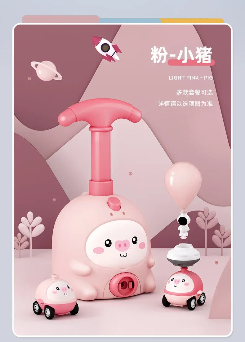 Balloon-Powered Car Science Toy with Launcher Tower