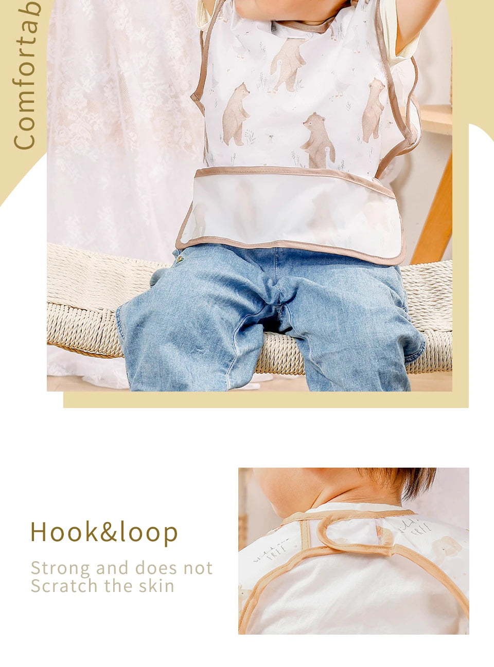 Waterproof Baby Full-Coverage Feeding Bib with Long Sleeves