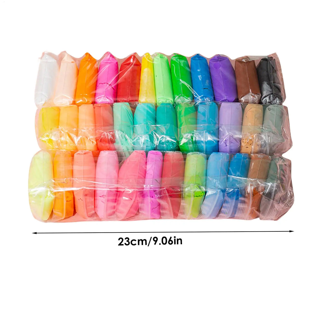 A collection of vibrant air dry modeling clay in various colors packaged together with tools.