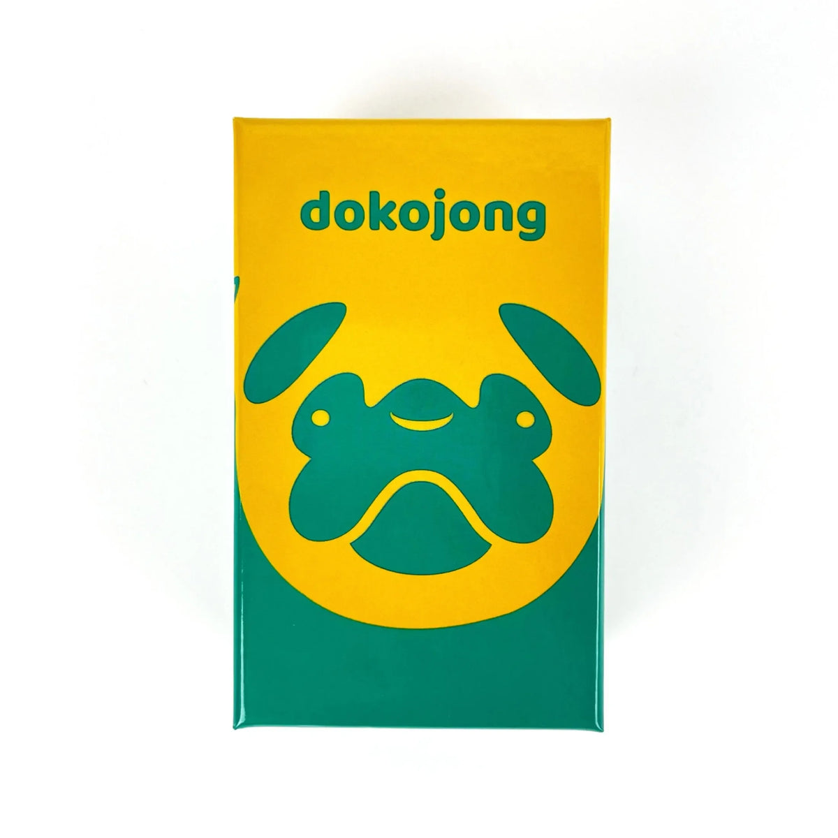 A yellow box labeled dokojong featuring a green stylized dog face.