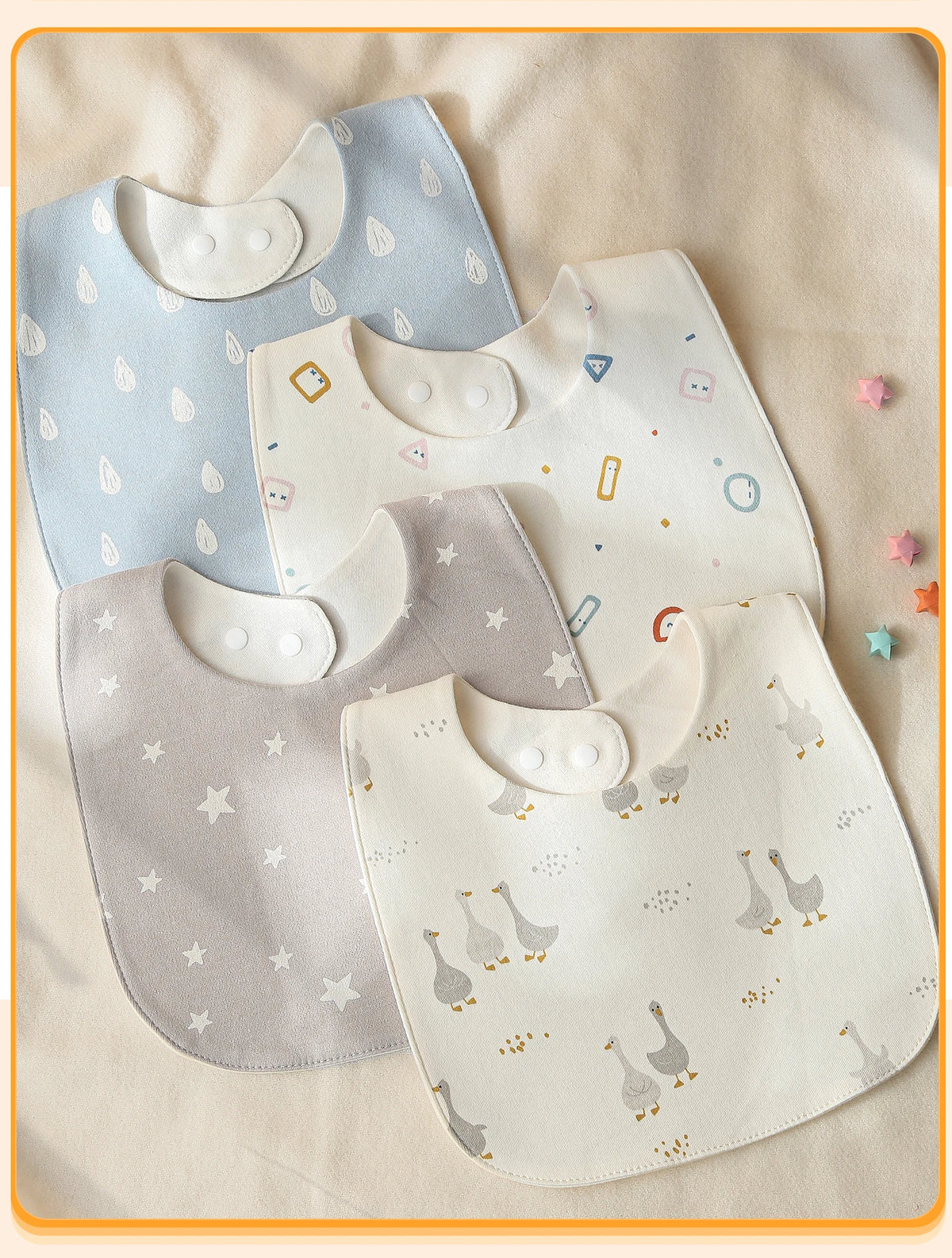 Soft Cotton Waterproof Baby Bibs (3-Pack, U-Shaped Design)