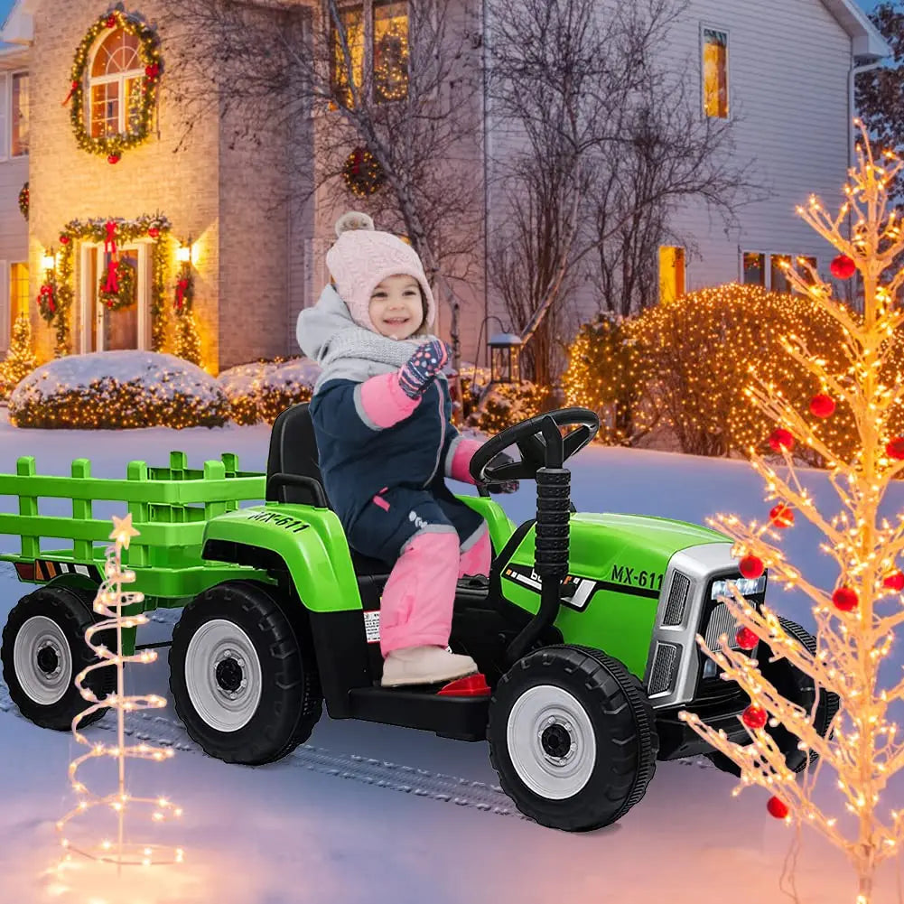 12V Ride-On Tractor for Kids with Remote Control & Trailer