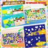 An open-ended play sticker book for toddlers featuring animal scenes and preschool learning activities.