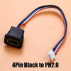 4Pin Black to PH2.0 connector cable with a black plug and white female terminal