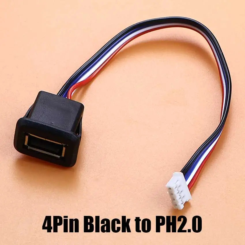 4Pin Black to PH2.0 connector cable with a black plug and white female terminal