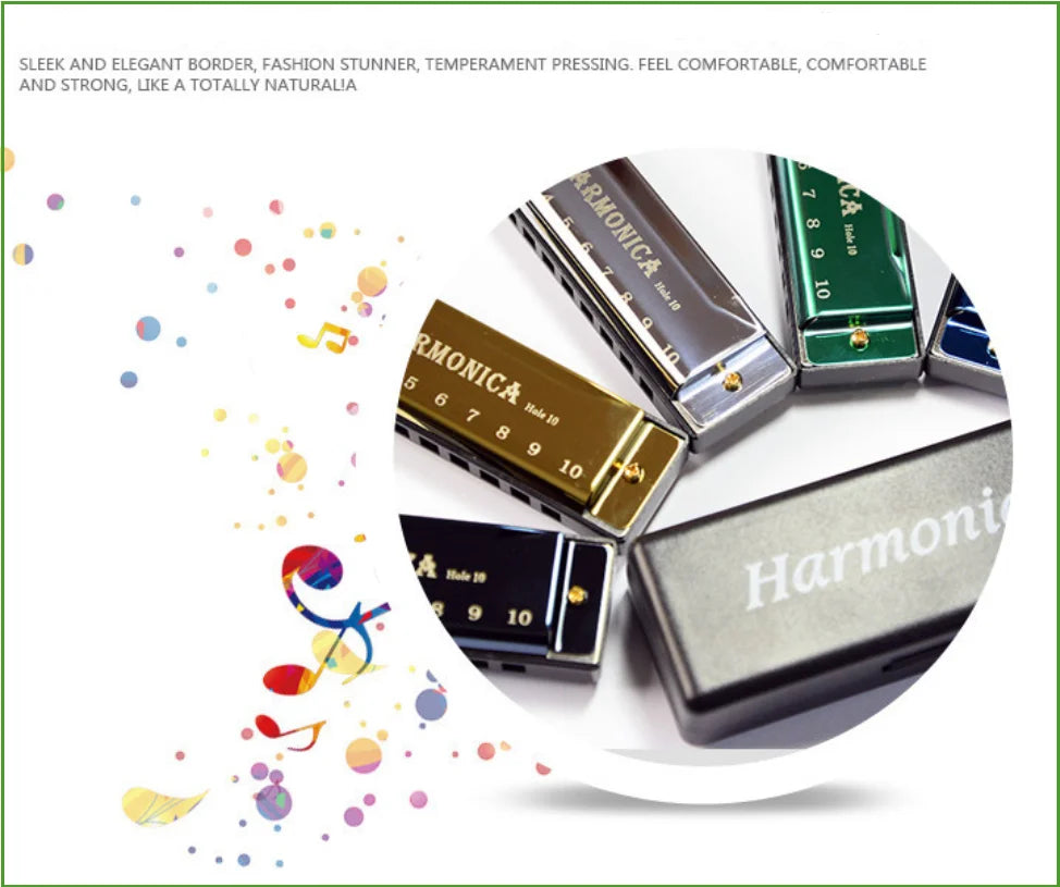 Une collection de harmonicas diatoniques variées, dans différentes couleurs et finitions.
