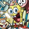 A colorful illustration featuring characters from SpongeBob SquarePants in a diamond painting style.