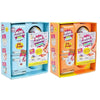 A colorful LED light-up mini fridge playset with food accessories and packaging.