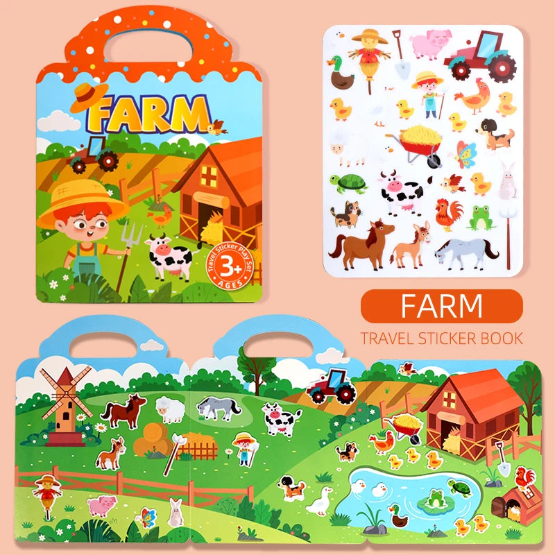 Reusable Sticker Book for Kids with Multi-Scene Bubble Jelly Stickers