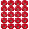 A set of red firefighter helmets for kids shown from the top view.