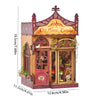 A detailed miniature Japanese izakaya dollhouse kit featuring wooden structures and decorative elements.