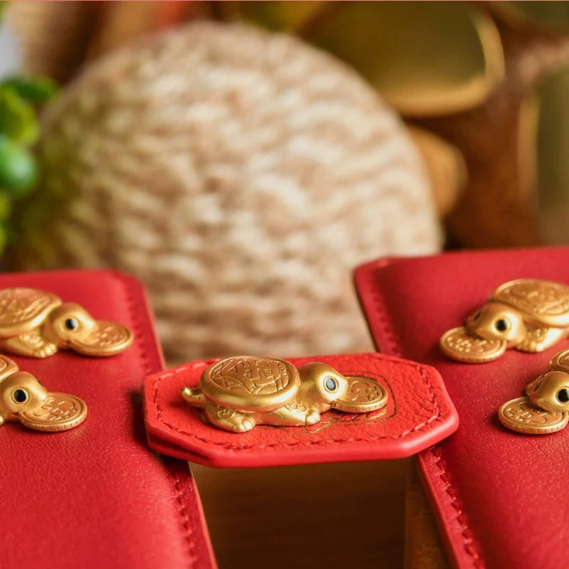 Golden Miniature Turtle Figurine for Prosperity and Good Fortune